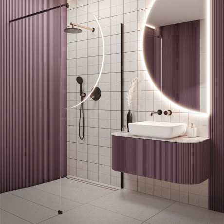 Walk-in-skab i gennemsigtigt glas med sort profil #1