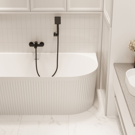Fritstående, riflet Glamour-badekar på 170 cm, komplet med vandlås og prop/afløb i hvid #2