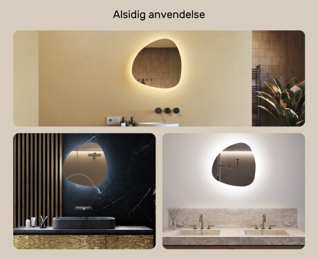 LED Badeværelses spejl med uregelmæssig form 54x54cm med koldt LED-lys 7000K, varmt lys 3000K eller neutralt lys 4500K #2