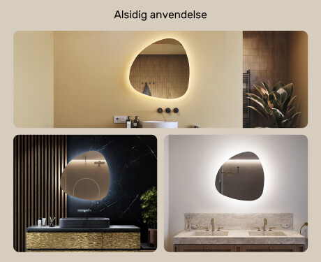 LED Badeværelses spejl med uregelmæssig form 74x74cm med koldt LED-lys 7000K, varmt lys 3000K eller neutralt lys 4500K #2