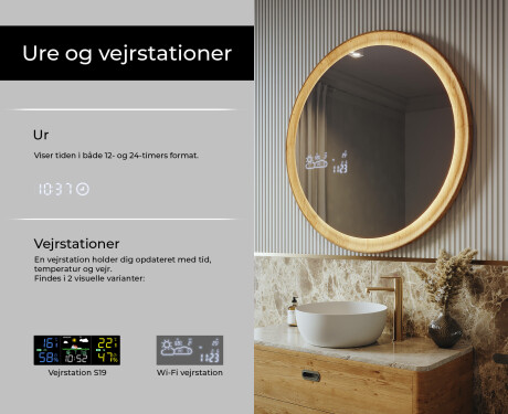 Spejl i en træramme med LED-belysning #6