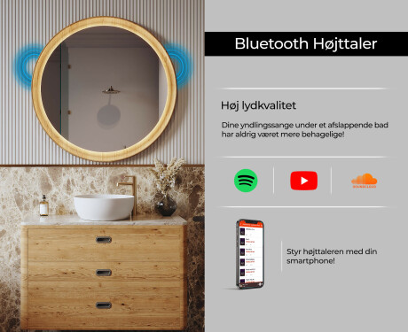 Spejl i en træramme med LED-belysning #7