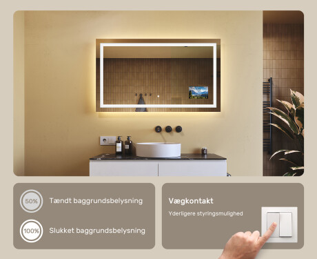 Badeværelsesspejle med LED lys til væg L15 120x80cm - SmartScreen, DualColor #6