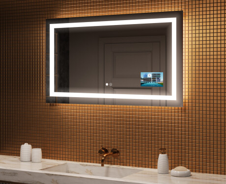 Badeværelsesspejle med LED lys til væg L15 120x80cm - SmartScreen, DualColor, Varmemåtte