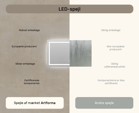 Badeværelsesspejle med LED lys til væg L15 120x80cm - SmartScreen, DualColor, Varmemåtte #7