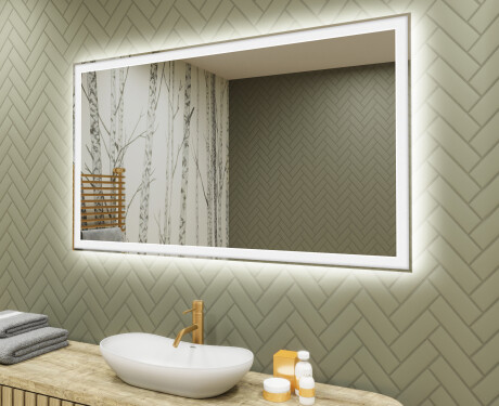 Badeværelsesspejl med lys 120x70cm med koldt LED-lys 7000K, varmt lys 3000K eller neutralt lys 4500K