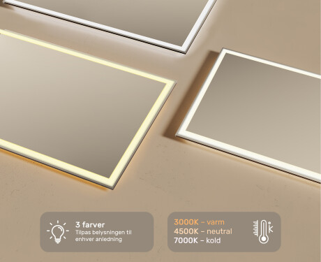 Badeværelsesspejl med lys 120x70cm med koldt LED-lys 7000K, varmt lys 3000K eller neutralt lys 4500K #3