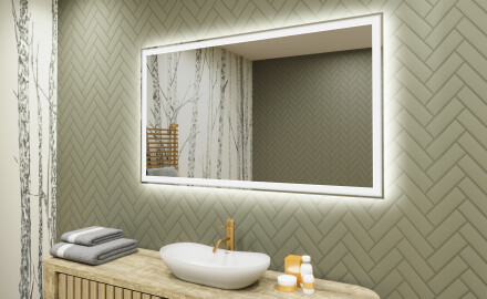Badeværelsesspejl med lys 120x70cm med koldt LED-lys 7000K, varmt lys 3000K eller neutralt lys 4500K