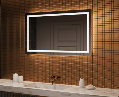 Badeværelsesspejl med lys 120x70cm med koldt LED-lys 7000K, varmt lys 3000K eller neutralt lys 4500K