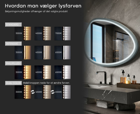 Asymmetrisk LED-spejl med lakeret MDF-ramme L310 #5