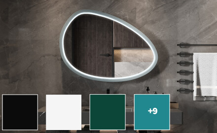 Asymmetrisk LED-spejl med lakeret MDF-ramme L310