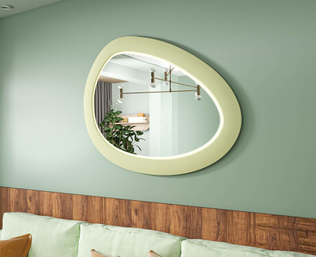 Asymmetrisk LED-spejl med MDF-ramme L310