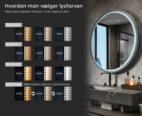 Rundt LED-spejl i en lakeret MDF-ramme L306 #5