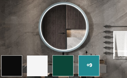 Rundt LED-spejl i en lakeret MDF-ramme L306