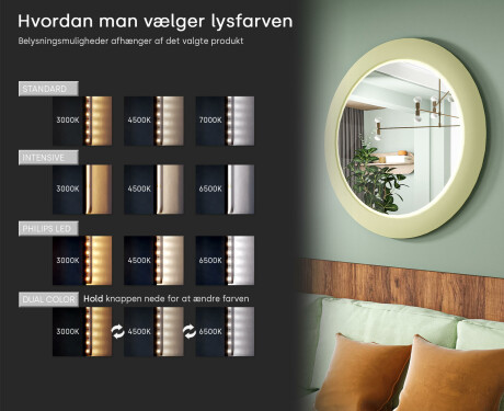 LED-spejl med MDF i en rund, lakeret ramme L306 #5