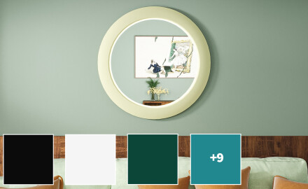 LED-spejl med MDF i en rund, lakeret ramme L306