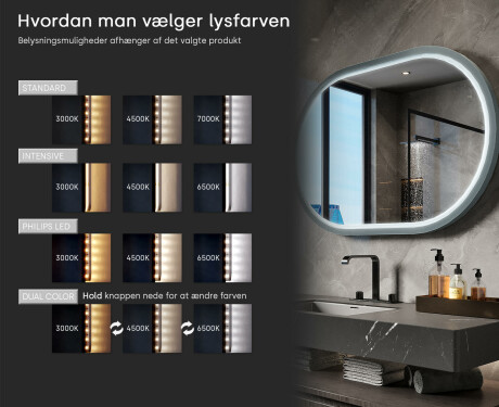 Stadionformet LED-spejl med lakeret MDF-ramme L307 #5