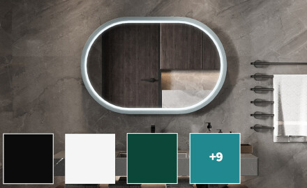 Stadionformet LED-spejl med lakeret MDF-ramme L307