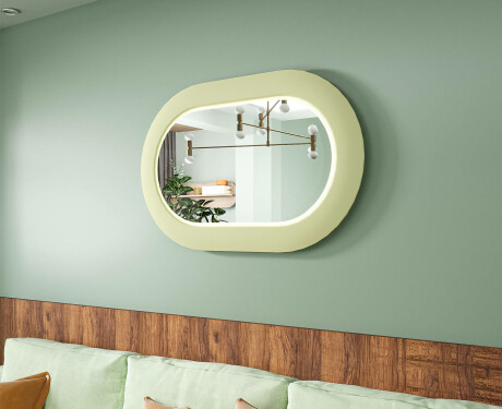 Moderne LED-spejl med stadionform og MDF-ramme L307