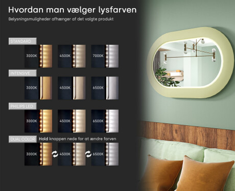 Moderne LED-spejl med stadionform og MDF-ramme L307 #5