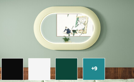Moderne LED-spejl med stadionform og MDF-ramme L307