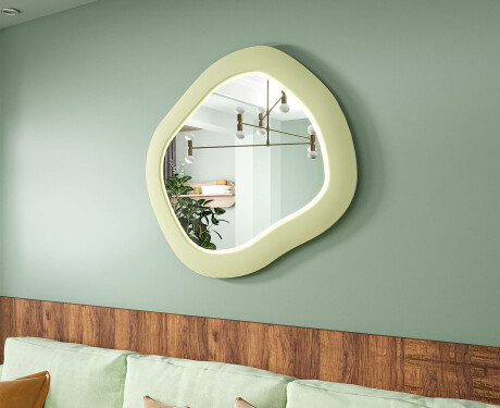 Designer LED-spejl med MDF i geometrisk form L309