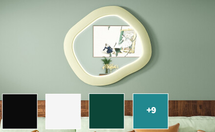 Designer LED-spejl med MDF i geometrisk form L309