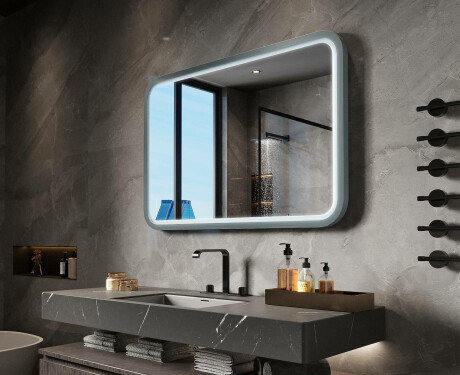 Afrundet LED-spejl med lakeret MDF-ramme L305