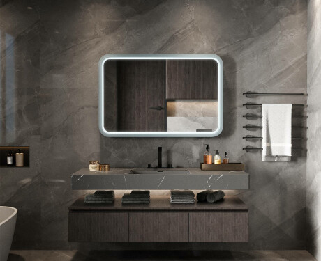 Afrundet LED-spejl med lakeret MDF-ramme L305 #2