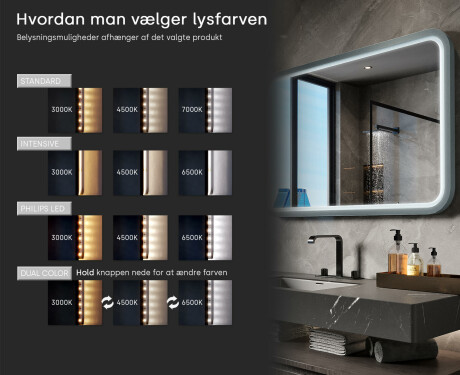 Afrundet LED-spejl med lakeret MDF-ramme L305 #5