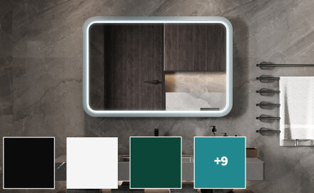Afrundet LED-spejl med lakeret MDF-ramme L305