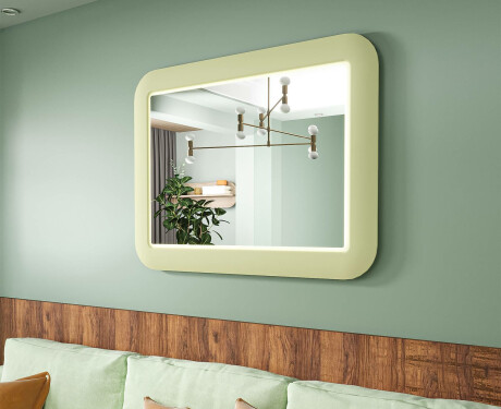 Afrundet LED-spejl i en skinnende MDF-ramme L305