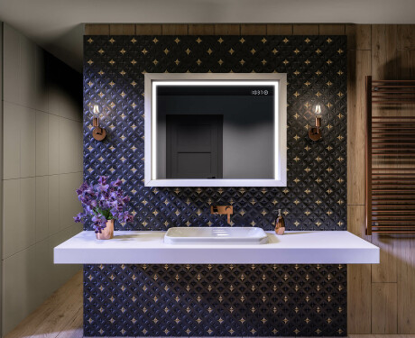 Spejl badeværelse træramme med LED lys - WoodenFrame #10