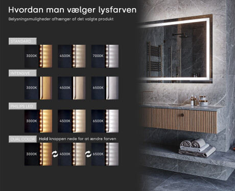 Spejl badeværelse træramme med LED lys - WoodenFrame #10