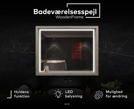 LED-badeværelsesspejl med WoodenFrame-ramme i farven Oslo-eg #2