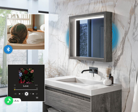 LED-badeværelsesspejl med WoodenFrame-ramme i farven Oslo-eg #5