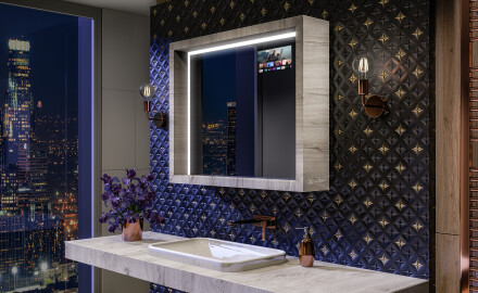 LED-badeværelsesspejl med WoodenFrame-ramme i farven Oslo-eg