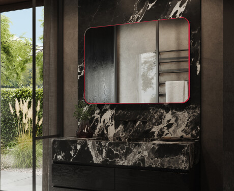 Afrundede spejl med ramme til væg L199