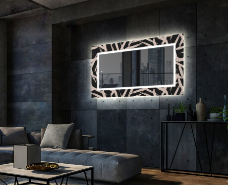 Dekorativt spejl med LED baggrundsbelysning til stuen - lines #2