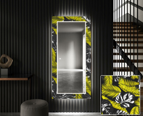 Designer spejl med lys til entre - Gold jungle