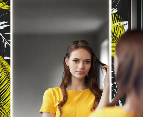 Designer spejl med lys til entre - Gold jungle #12