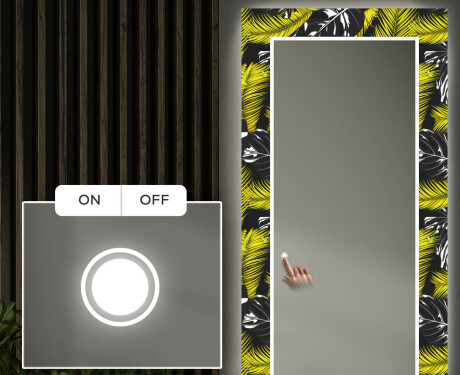 Designer spejl med lys til entre - Gold jungle #4