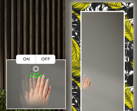 Designer spejl med lys til entre - Gold jungle #5