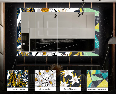 Designer spejl med lys til entre - Gold jungle #6