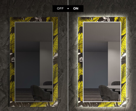 Designer spejl med lys til entre - Gold jungle #7