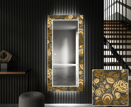 Designer spejl med lys til entre - Ancient pattern
