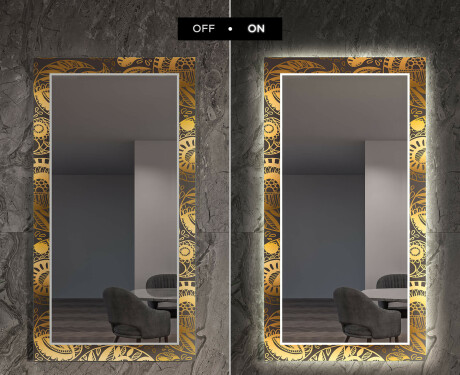 Dekorativt spejl med LED baggrundsbelysning til entreen - ancient pattern #7