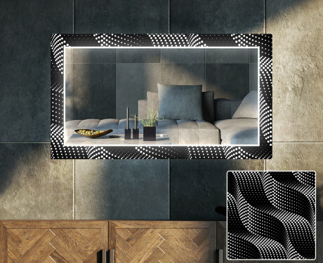 Dekorative LED spejl stort til stuen - Dark wave