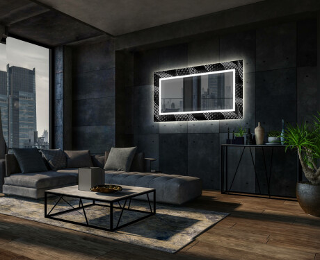 Dekorative LED spejl stort til stuen - Dark wave #12