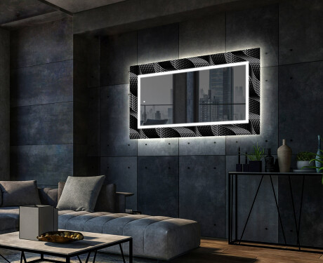 Dekorative LED spejl stort til stuen - Dark wave #2
